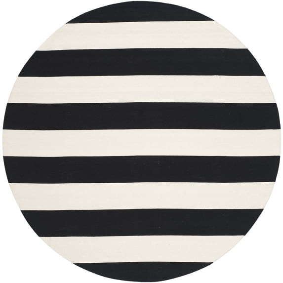 SAFAVIEH Montauk Saranna Geometric Cotton Area Rug, Black/Ivory, 10' x 10' Round