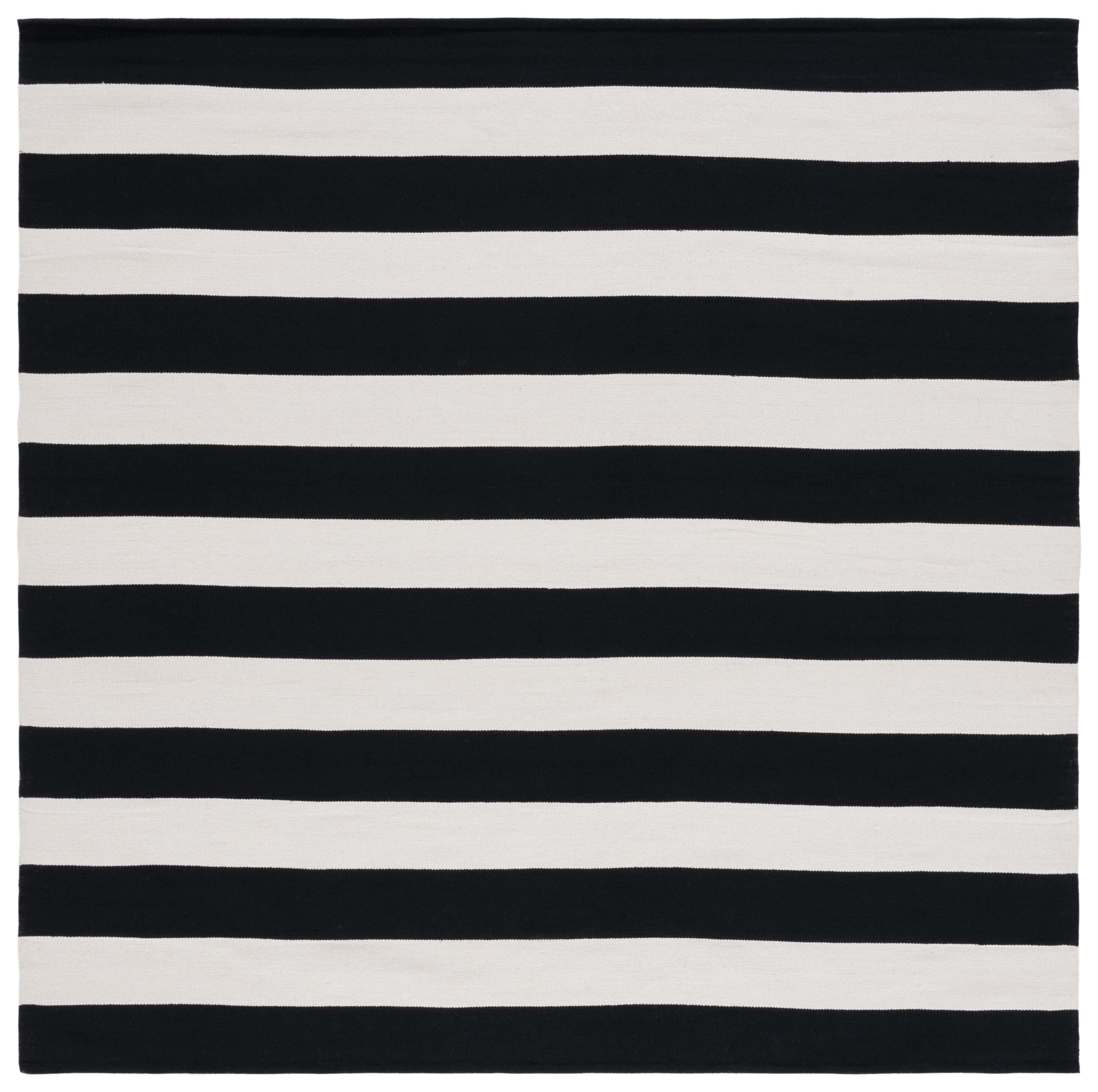 SAFAVIEH Montauk Saranna Geometric Cotton Area Rug, Black/Ivory, 10' x 10' Square