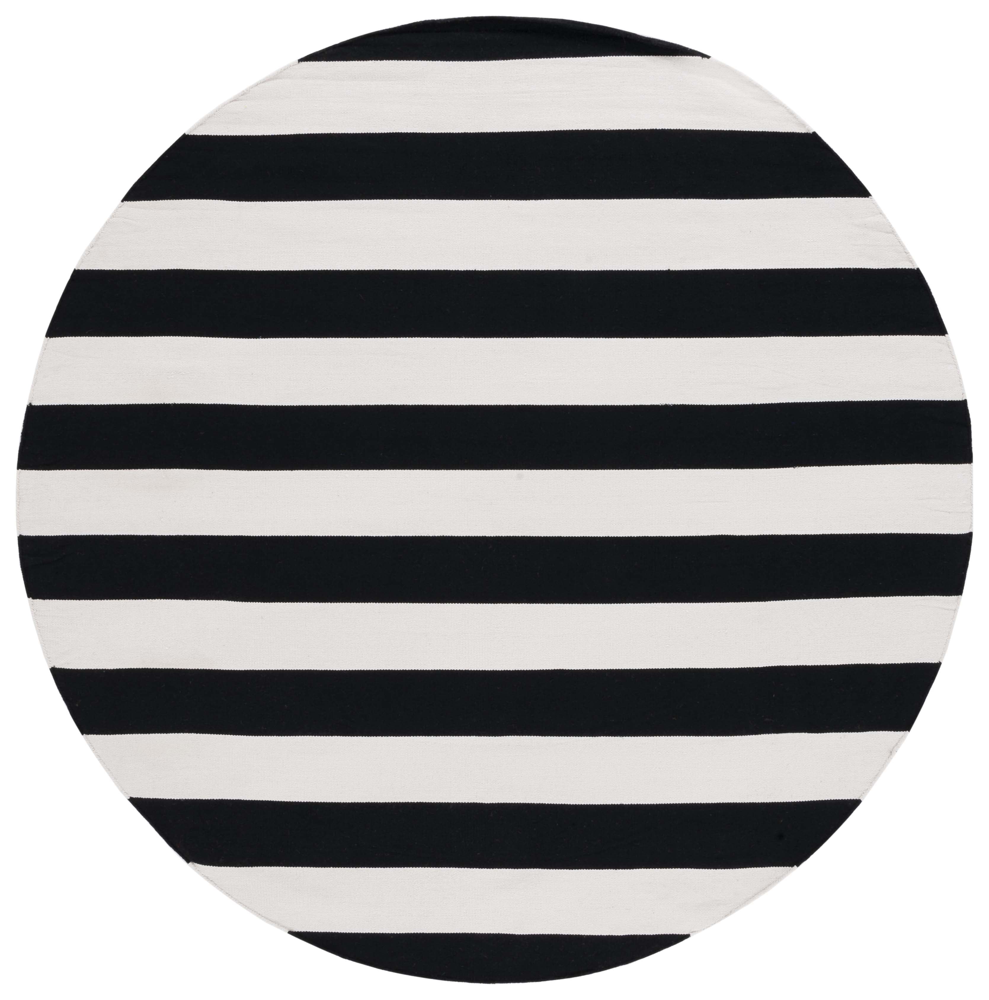 SAFAVIEH Montauk Saranna Geometric Cotton Area Rug, Black/Ivory, 9' x 9' Round