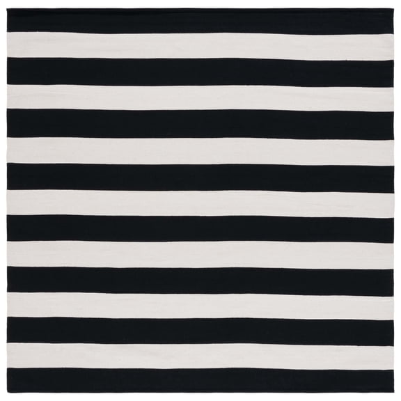 SAFAVIEH Montauk Saranna Geometric Cotton Area Rug, Black/Ivory, 9' x 9' Square