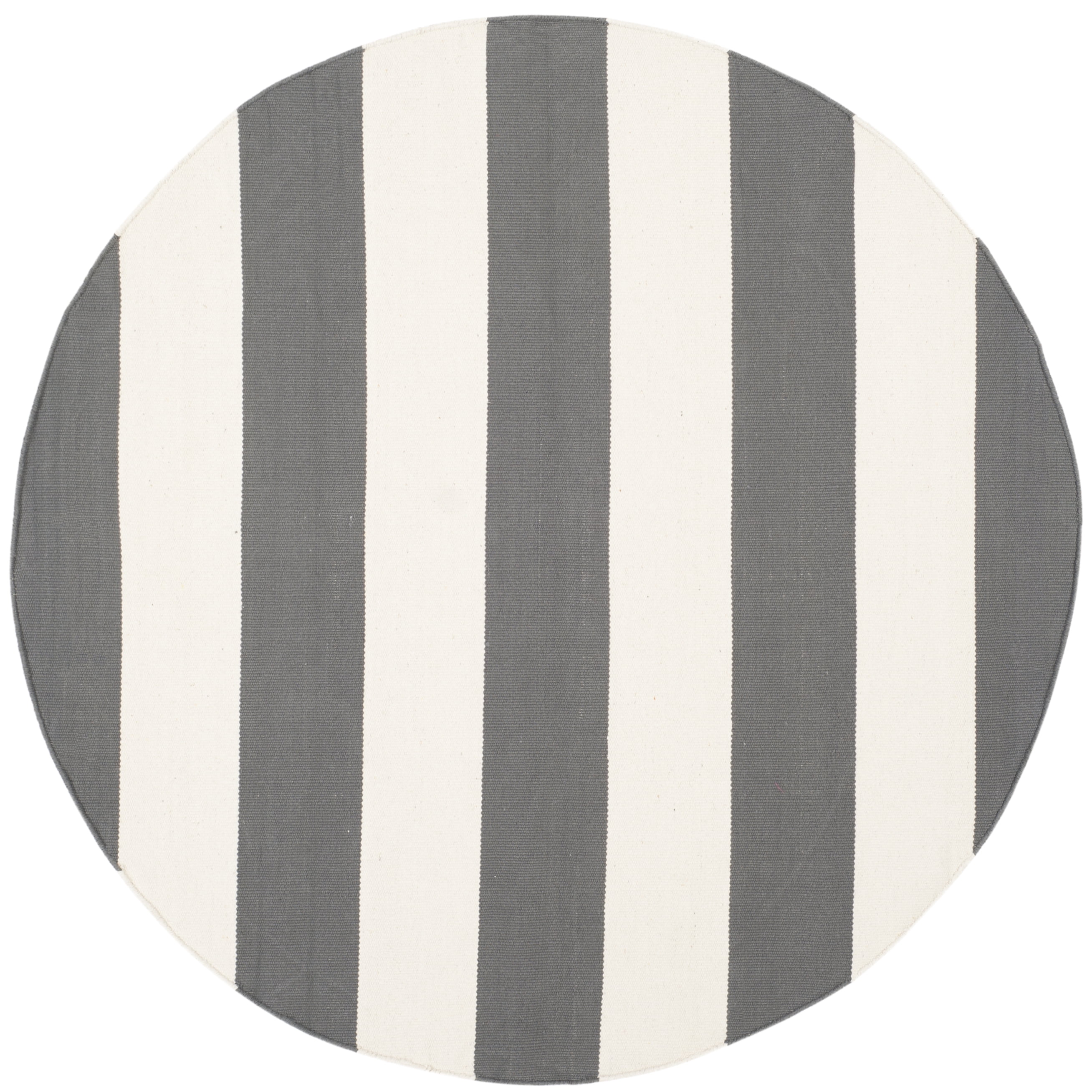 SAFAVIEH Montauk Saranna Geometric Cotton Area Rug, Grey/Ivory, 3' x 3' Round