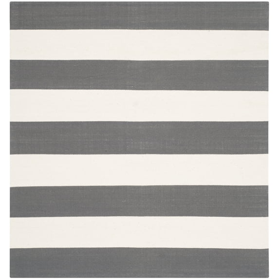 SAFAVIEH Montauk Saranna Geometric Cotton Area Rug, Grey/Ivory, 3' x 3' Square