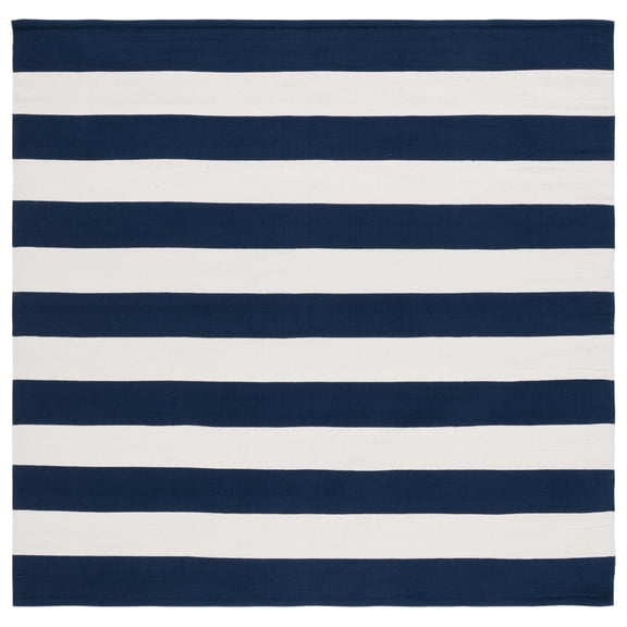 SAFAVIEH Montauk Saranna Geometric Cotton Area Rug, Navy/Ivory, 3' x 3' Square