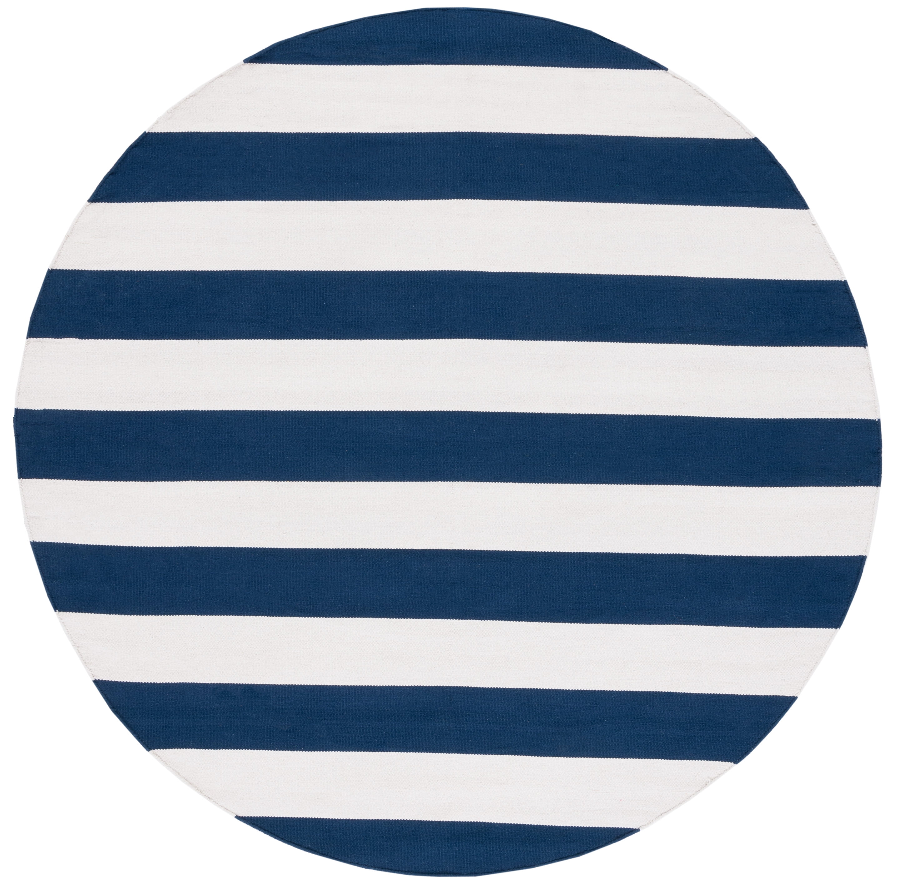 SAFAVIEH Montauk Saranna Geometric Cotton Area Rug, Navy/Ivory, 8' x 8' Round