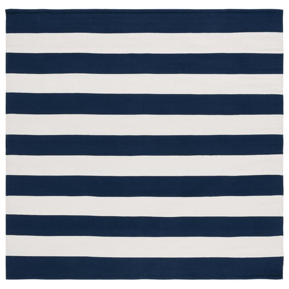 SAFAVIEH Montauk Saranna Geometric Cotton Area Rug, Navy/Ivory, 9' x 9' Square