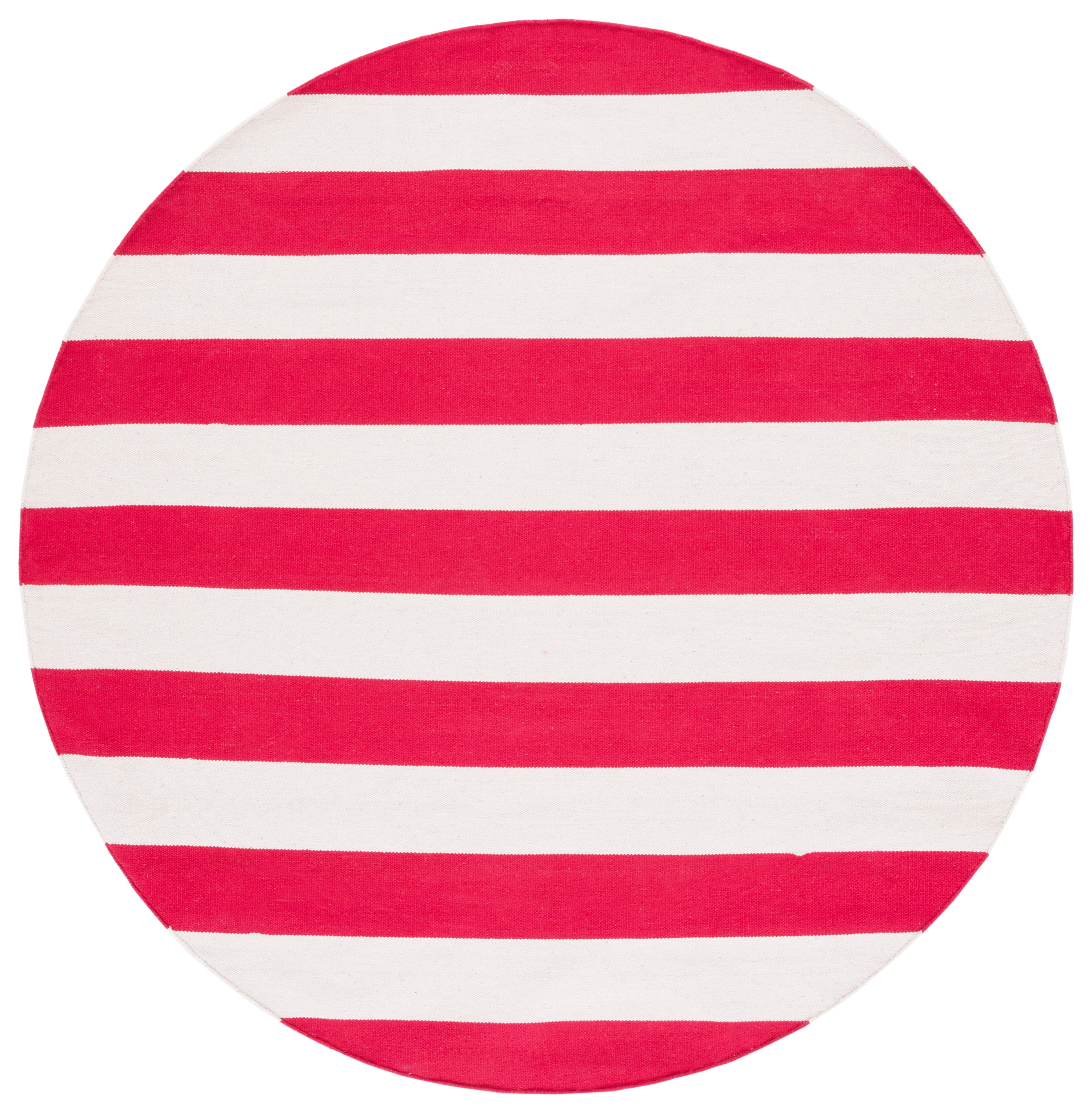 SAFAVIEH Montauk Saranna Geometric Cotton Area Rug, Red/Ivory, 4' x 4' Round