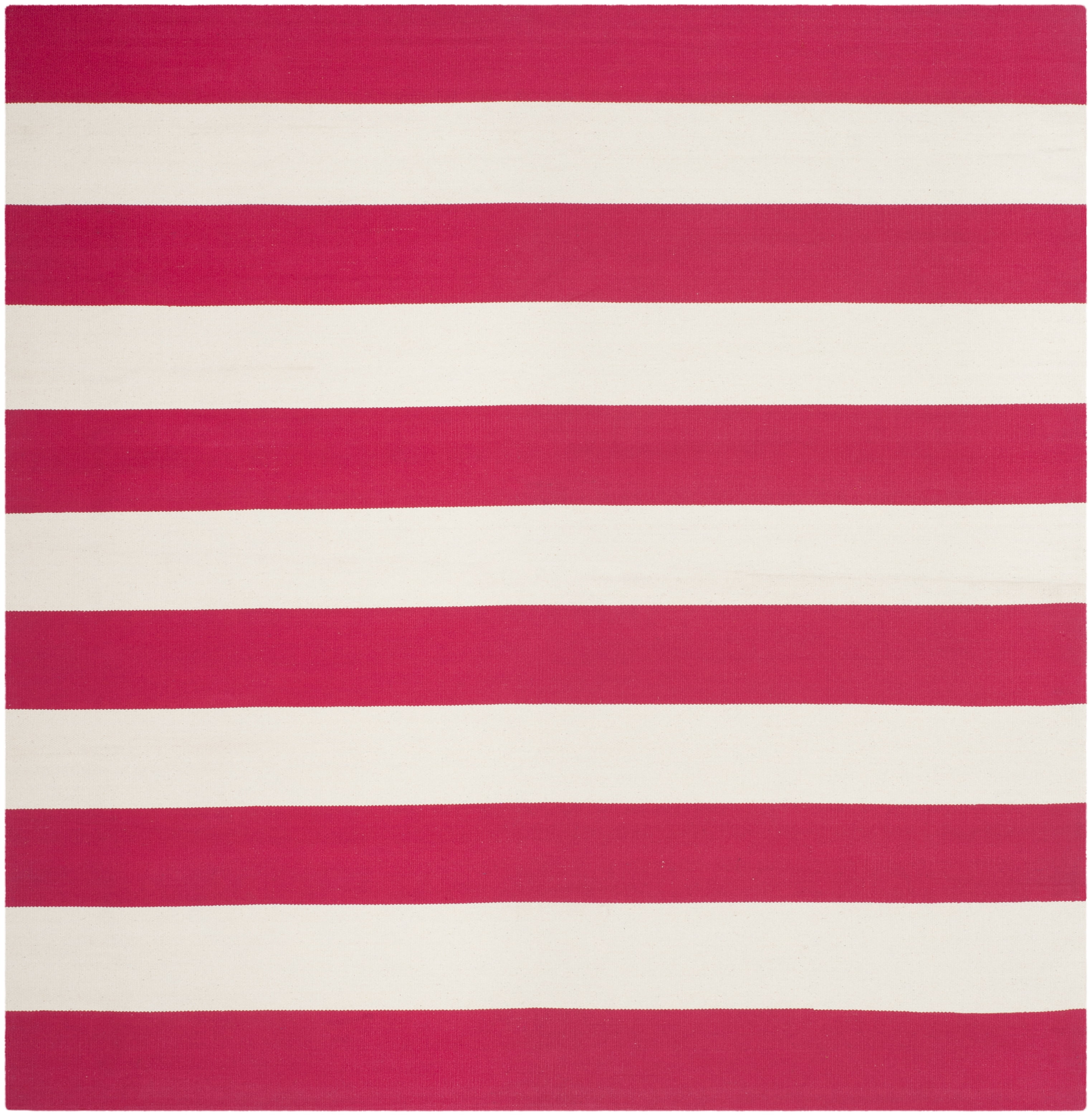 SAFAVIEH Montauk Saranna Geometric Cotton Area Rug, Red/Ivory, 4' x 4' Square