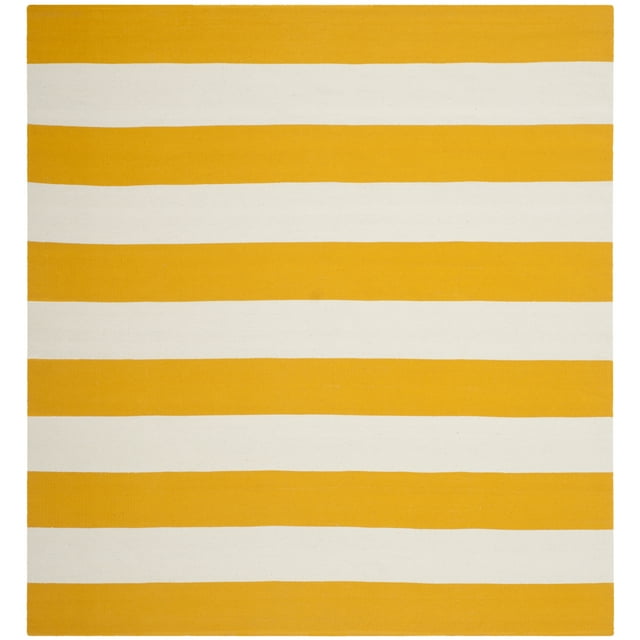 SAFAVIEH Montauk Saranna Geometric Cotton Area Rug, Yellow/Ivory, 3' x 3' Square