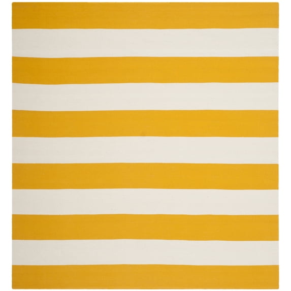 SAFAVIEH Montauk Saranna Geometric Cotton Area Rug, Yellow/Ivory, 5' x 5' Square