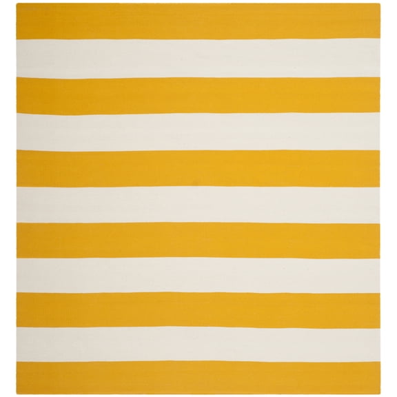 SAFAVIEH Montauk Saranna Geometric Cotton Area Rug, Yellow/Ivory, 5' x 5' Square
