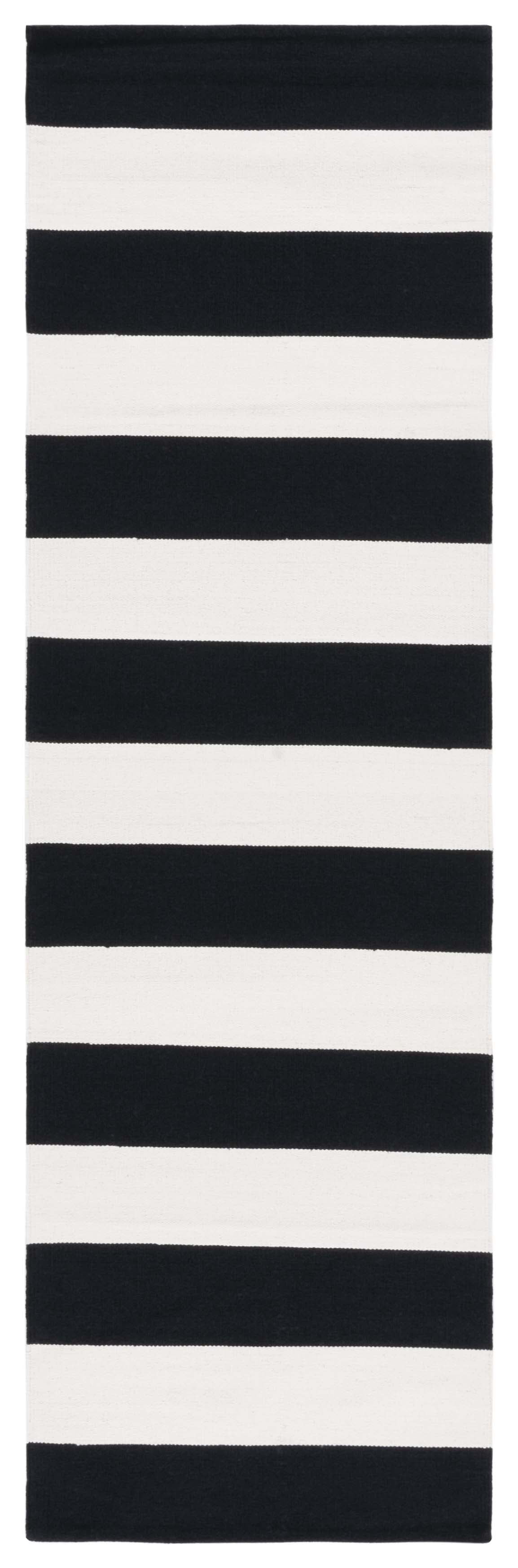 SAFAVIEH Montauk Saranna Geometric Cotton Runner Rug, Black/Ivory, 2'3" x 22'