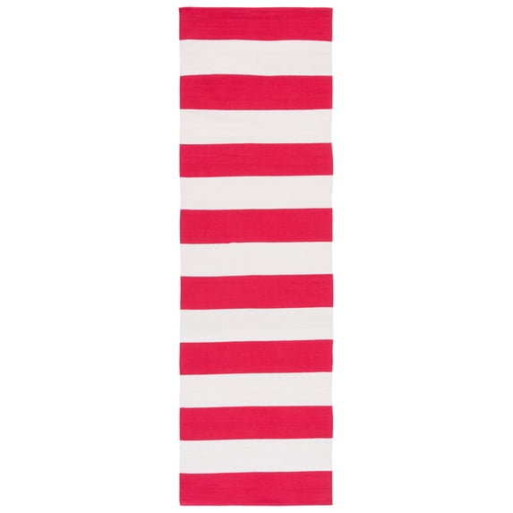 SAFAVIEH Montauk Saranna Geometric Cotton Runner Rug, Red/Ivory, 2'3" x 8'