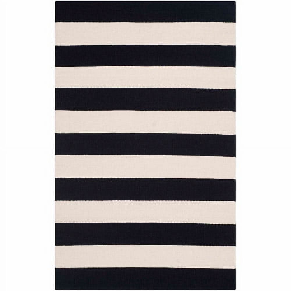 Coastal Charm Black/Ivory Cotton Stripe 3' x 5' Area Rug