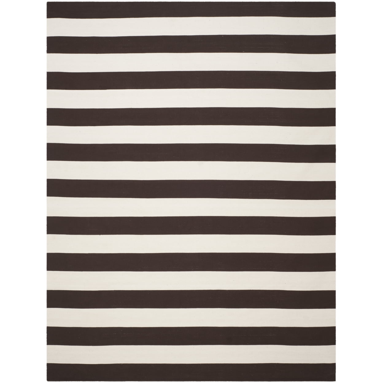 Coastal Breeze Handwoven Black and Ivory Cotton 6' x 9' Area Rug