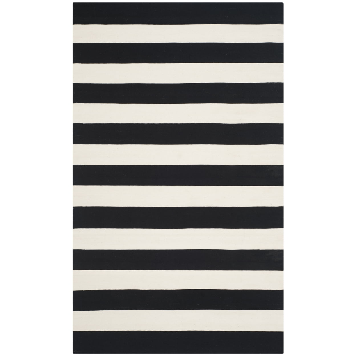 Coastal Breeze Handwoven Black and Ivory Cotton 6' x 9' Area Rug