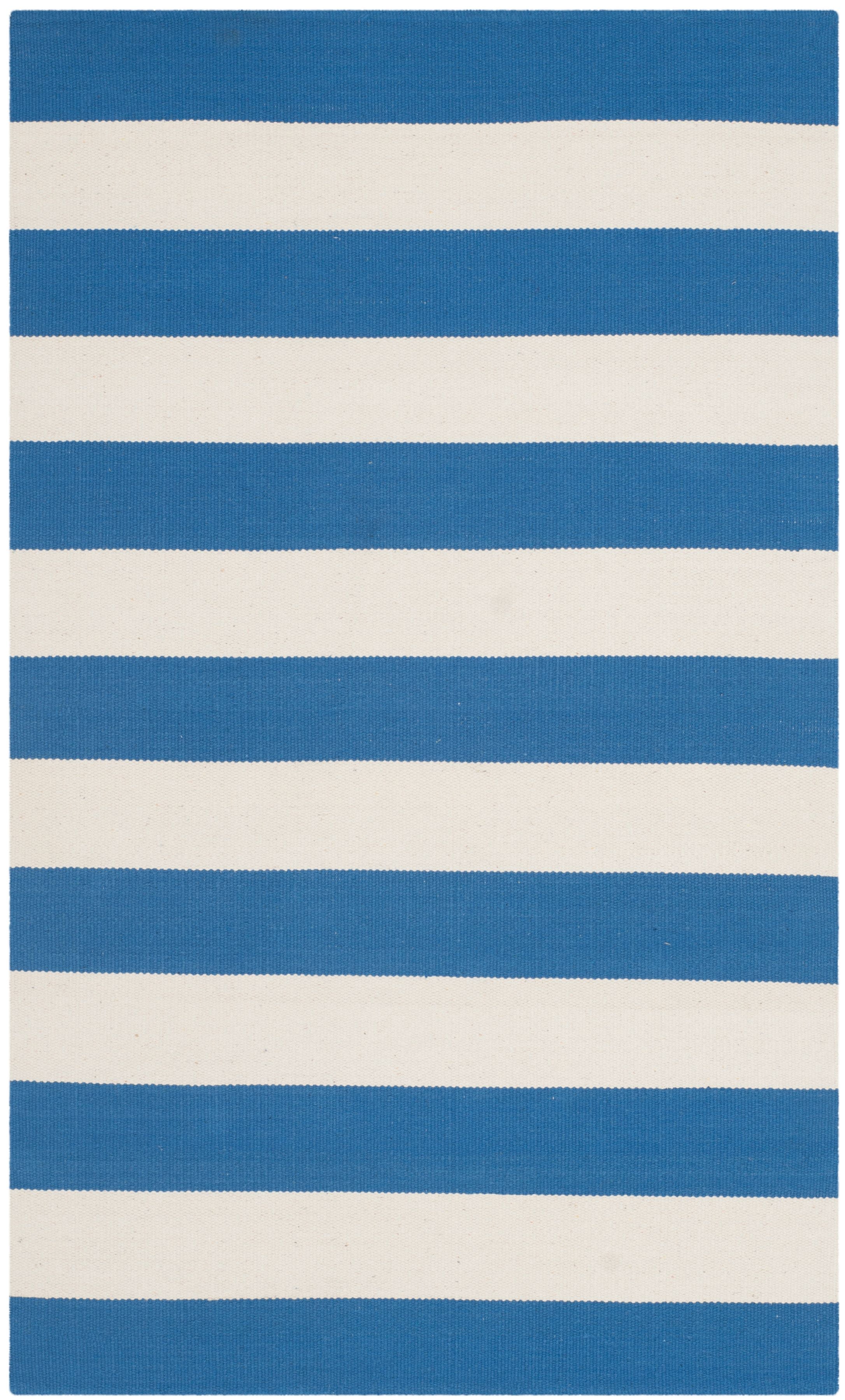 Montauk Blue and White Cotton Hand Woven Area Rug