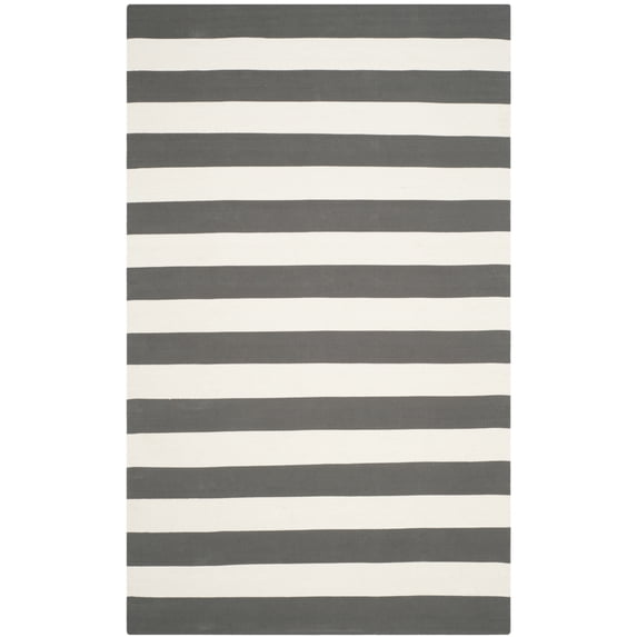SAFAVIEH Montauk Saranna Striped Cotton Area Rug, Grey/Ivory, 4' x 6'