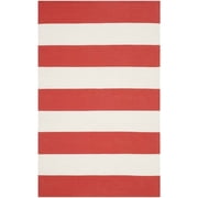 SAFAVIEH Montauk Saranna Striped Cotton Area Rug, Rust/Ivory, 2'6" x 4'