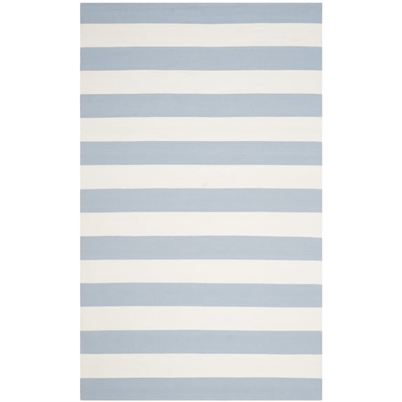 SAFAVIEH Montauk Saranna Striped Cotton Area Rug, Sky Blue/Ivory, 5' x 8'
