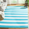 thumbnail image 1 of SAFAVIEH Montauk Saranna Striped Cotton Area Rug, Turquoise/Ivory, 6' x 9', 1 of 3