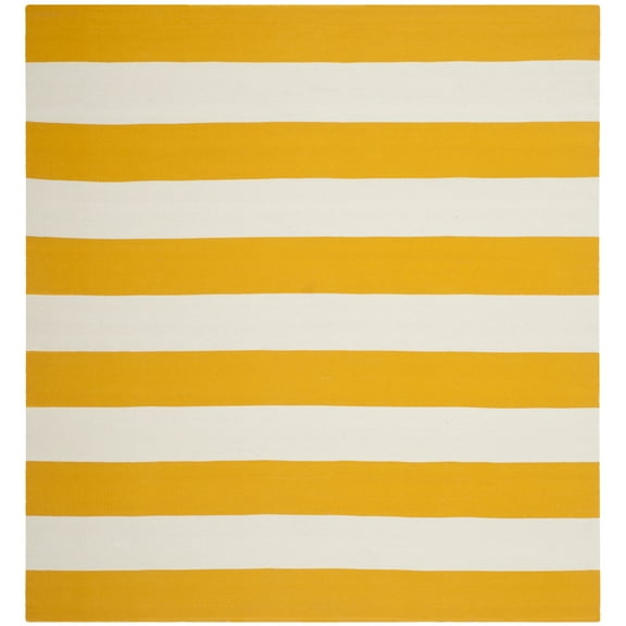 SAFAVIEH Montauk Saranna Geometric Cotton Area Rug, Yellow/Ivory, 6' x 6' Square