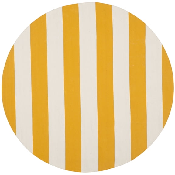 SAFAVIEH Montauk Saranna Geometric Cotton Area Rug, Yellow/Ivory, 8' x 8' Round