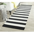 thumbnail image 1 of SAFAVIEH Montauk Saranna Striped Cotton Runner Rug, Black/Ivory, 2'3" x 7', 1 of 6