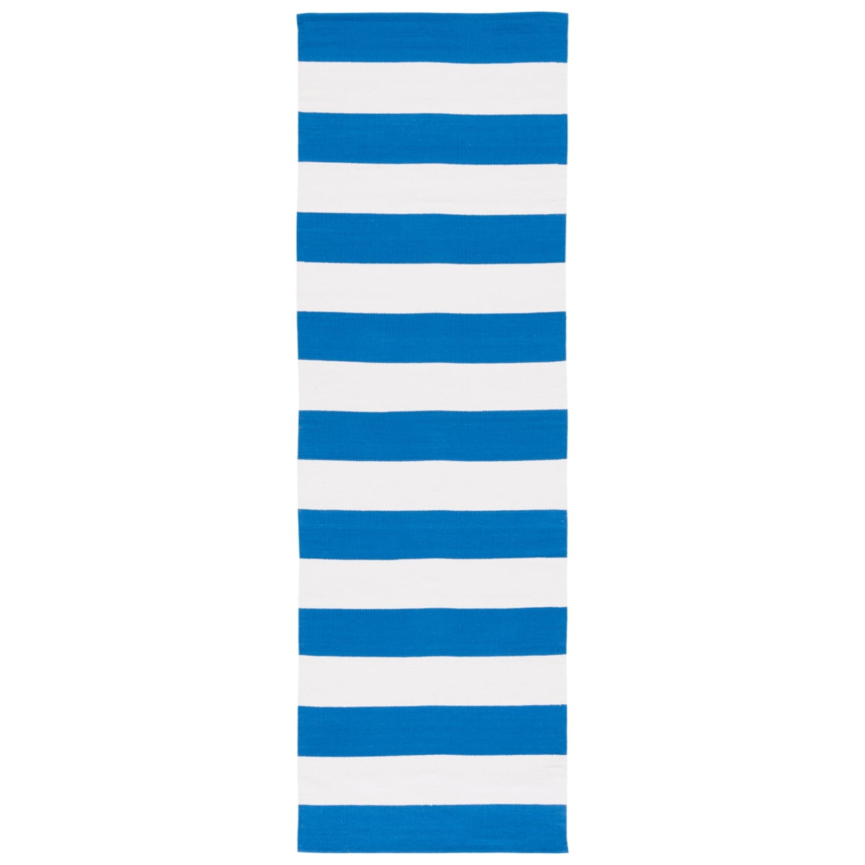 SAFAVIEH Montauk Saranna Striped Cotton Runner Rug, Blue/Ivory, 2'3" x