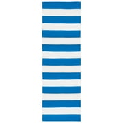SAFAVIEH Montauk Saranna Striped Cotton Runner Rug, Blue/Ivory, 2'3" x 6'
