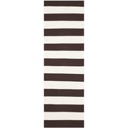 SAFAVIEH Montauk Saranna Striped Cotton Runner Rug, Chocolate/Ivory, 2'3" x 7'