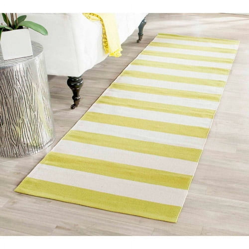SAFAVIEH Montauk Saranna Striped Cotton Runner Rug, Green/Ivory, 2'3" x 7'