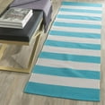 thumbnail image 1 of SAFAVIEH Montauk Saranna Striped Cotton Runner Rug, Turquoise/Ivory, 2'3" x 7', 1 of 5