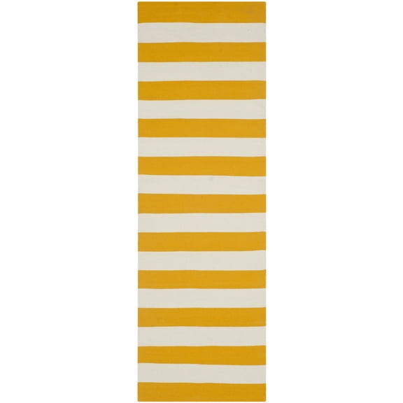 SAFAVIEH Montauk Saranna Striped Cotton Runner Rug, Yellow/Ivory, 2'3" x 11'7"