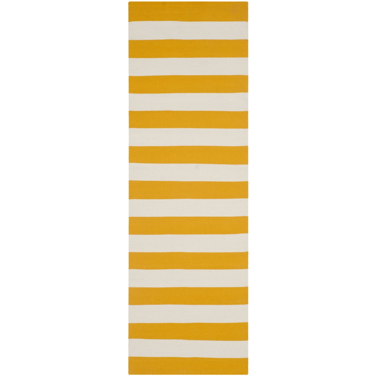 Yellow and Ivory Striped Cotton Runner Rug 2'3" x 6'