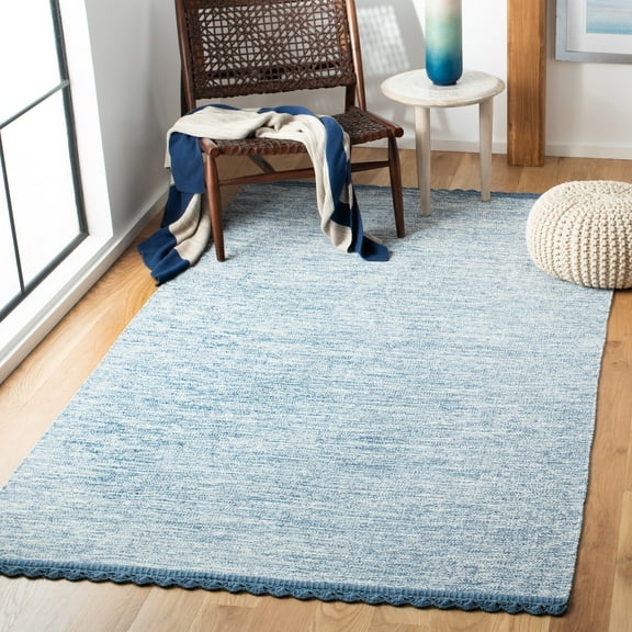 SAFAVIEH Montauk Sharlene Solid Braided Cotton Area Rug, Blue, 3' x 5'