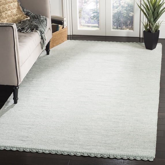 SAFAVIEH Montauk Sharlene Solid Braided Cotton Area Rug, Light Blue, 5' x 8'