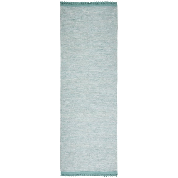 SAFAVIEH Montauk Sharlene Solid Braided Cotton Runner Rug, Turquoise, 2'3" x 7'