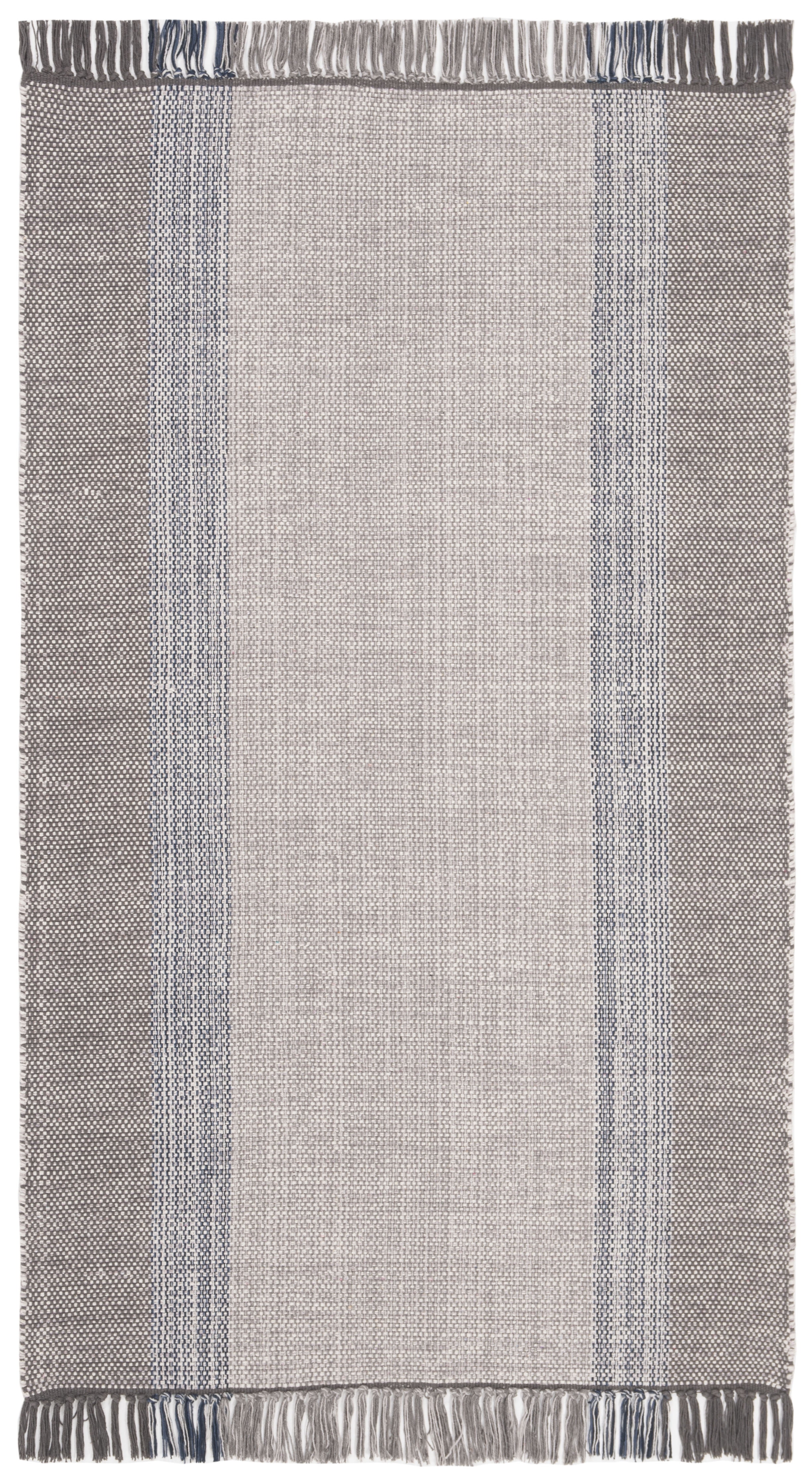 Montauk Gray and Blue Handwoven Cotton Area Rug