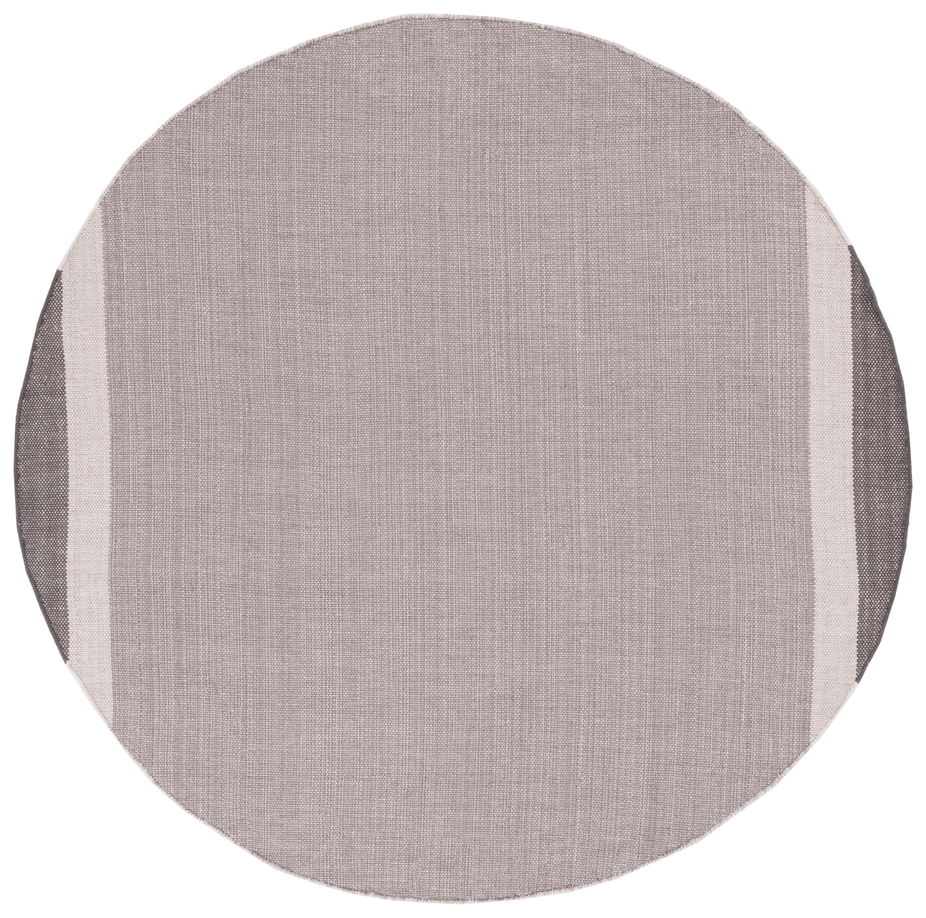 SAFAVIEH Montauk Sharlene Solid Cotton Area Rug, Ivory/Grey, 7' x 7' Round