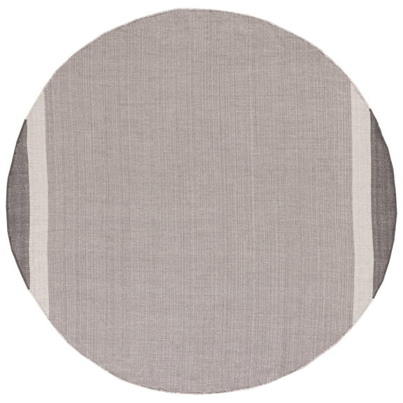 SAFAVIEH Montauk Sharlene Solid Cotton Area Rug, Ivory/Grey, 7' x 7' Round