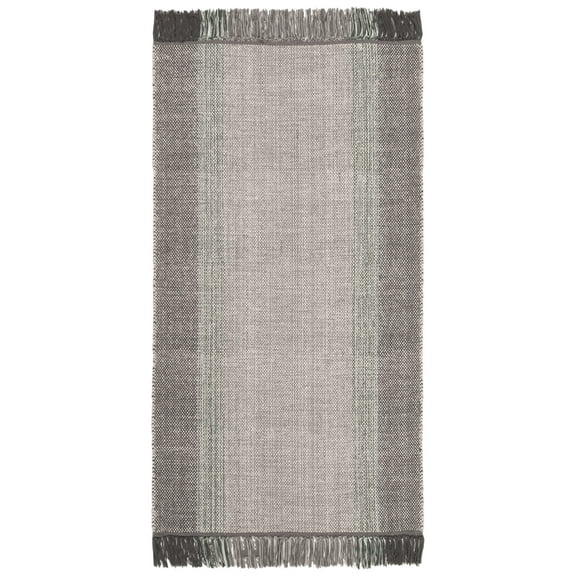 SAFAVIEH Montauk Sharlene Solid Cotton Runner Rug, Green/Grey, 2'3" x 5'