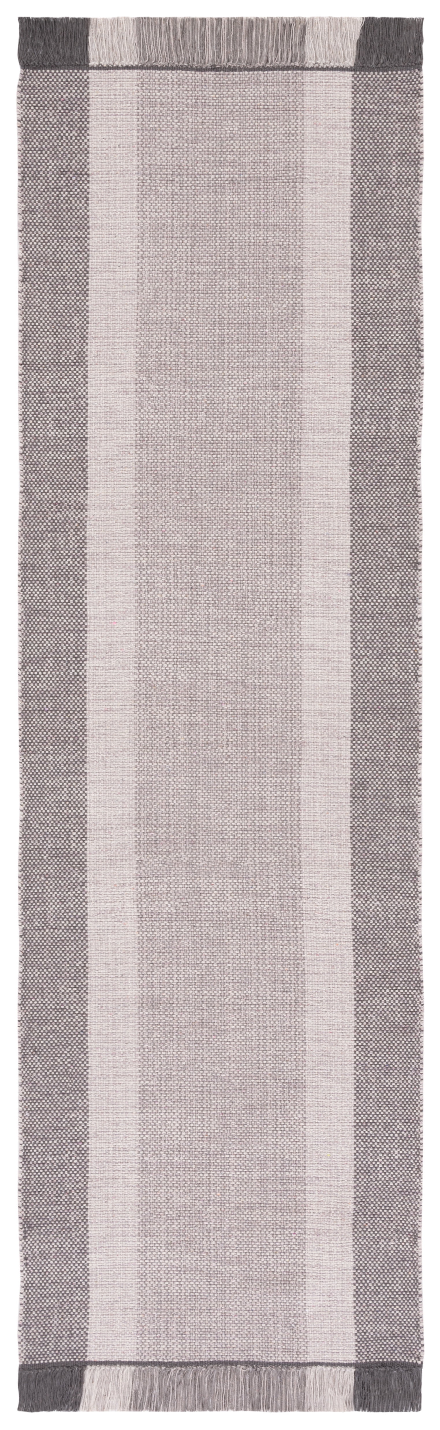SAFAVIEH Montauk Sharlene Solid Cotton Runner Rug, Ivory/Grey, 2'3" x 10'