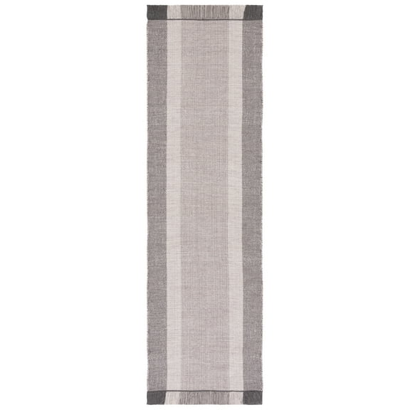 SAFAVIEH Montauk Sharlene Solid Cotton Runner Rug, Ivory/Grey, 2'3" x 10'