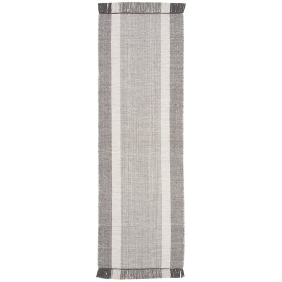 SAFAVIEH Montauk Sharlene Solid Cotton Runner Rug, Ivory/Grey, 2'3" x 8'