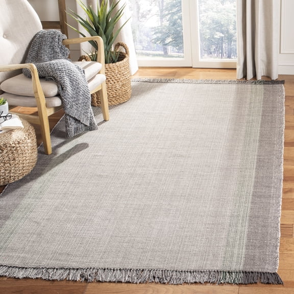 SAFAVIEH Montauk Sharlene Solid Striped Cotton Area Rug, Green/Grey, 8' x 10'