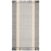 SAFAVIEH Montauk Sharlene Solid Striped Cotton Area Rug, Mustard/Grey, 3' x 5'