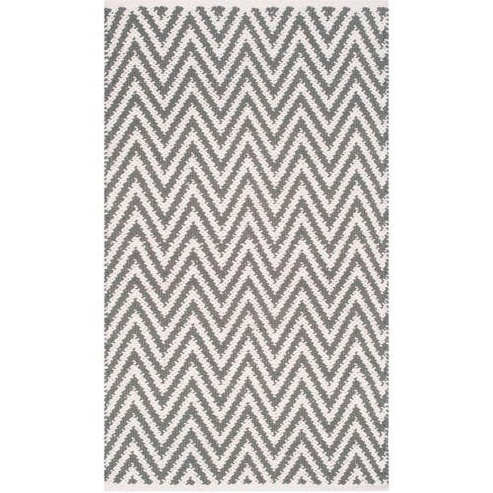 Grey and Ivory Handwoven Cotton Area Rug, 8' x 10'