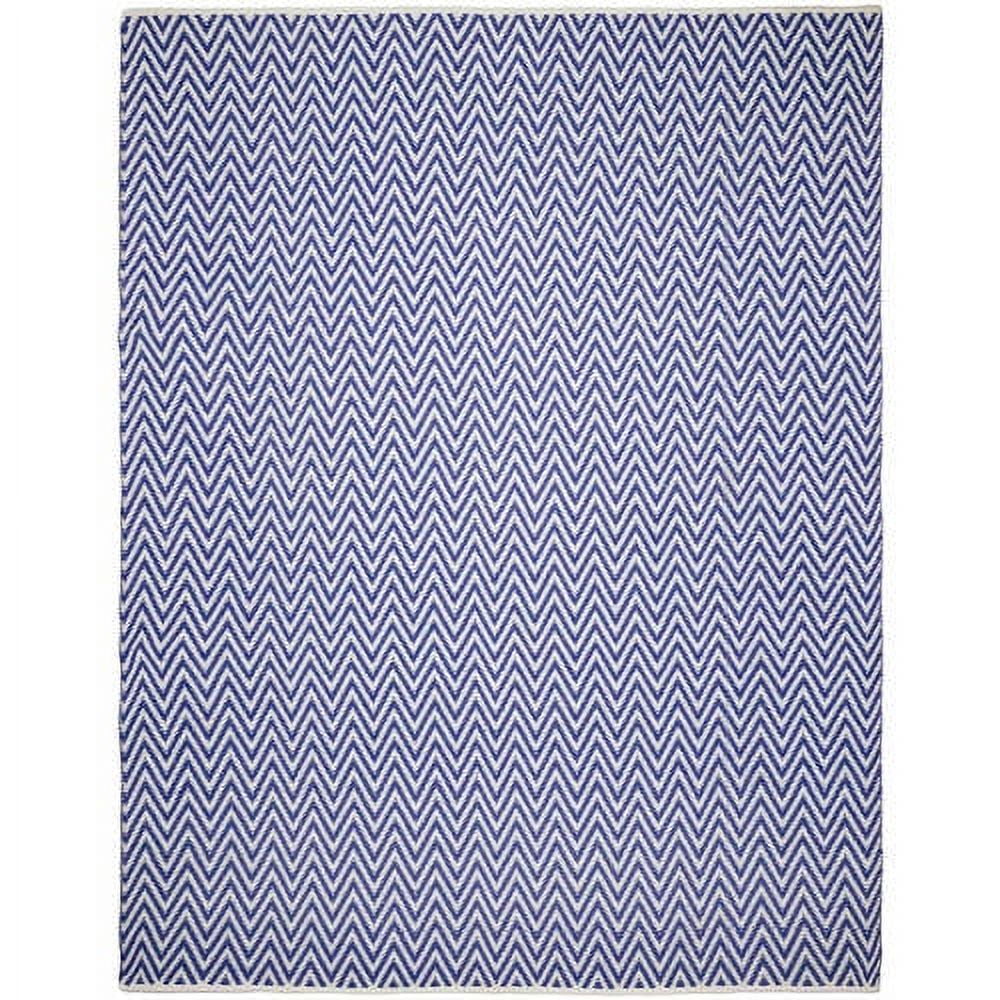 Navy/Ivory Chevron Cotton Flat Woven Area Rug