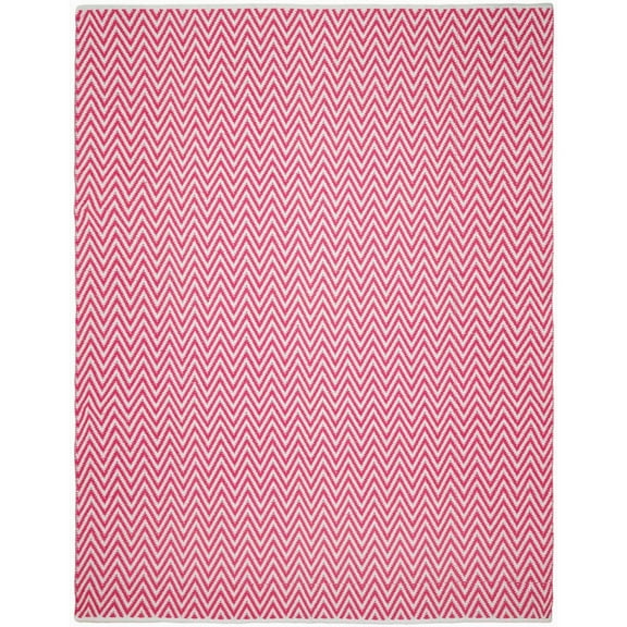 SAFAVIEH Montauk Siomha Chevron Cotton Area Rug, Red/Ivory, 8' x 10'
