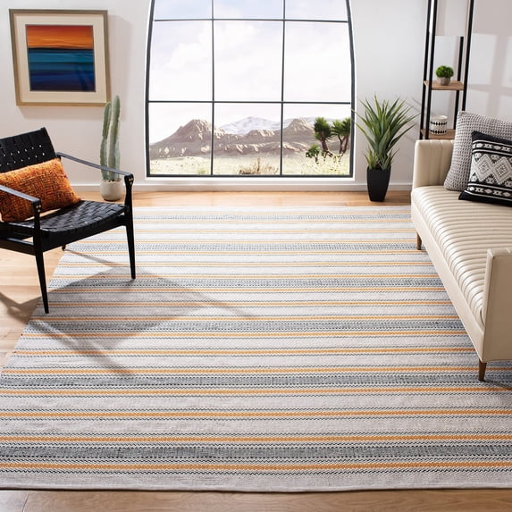 SAFAVIEH Montauk Spots Geometric Striped Cotton Area Rug, Orange/Beige, 5' x 8'